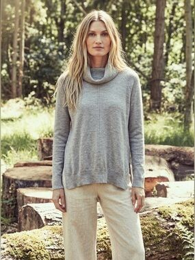 Cynthia Rowley 100% Merino Wool Extrafine Turtleneck Sweater Gray Size S